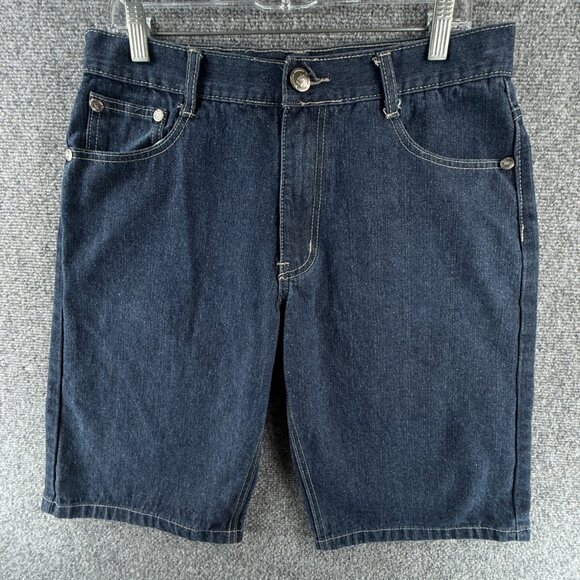 VTG Mecca Jean Shorts Jorts Denim Urban Dark Wash Cotton Y2K Adult ACTL 32X13 - Picture 7 of 16